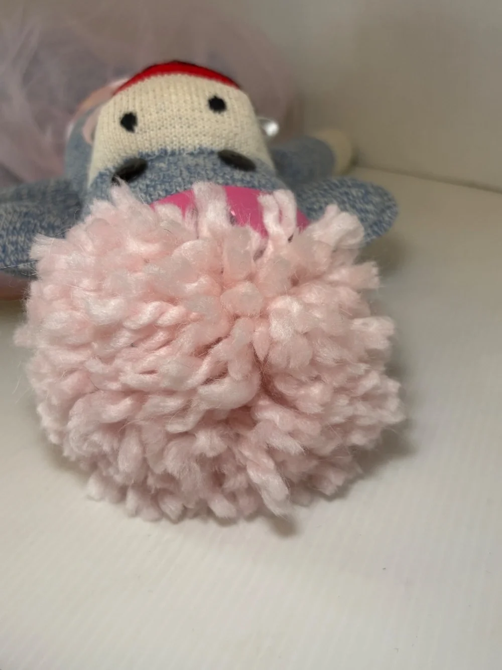 Vintage Handmade Sock Monkey Girl Doll Ballerina/Super Hero Cape Folk Art